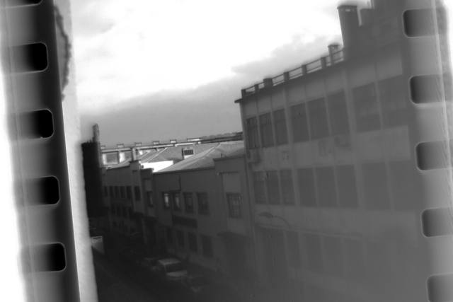 black-and-white rooftop / building study